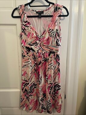 Vintage Y2K Style & Co. Abstract Print Dress Size XS Pink Black White Cream